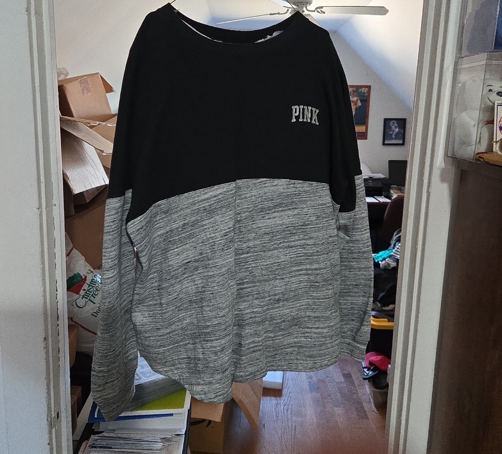 PINK Victoria's Secret Black and Gray Top